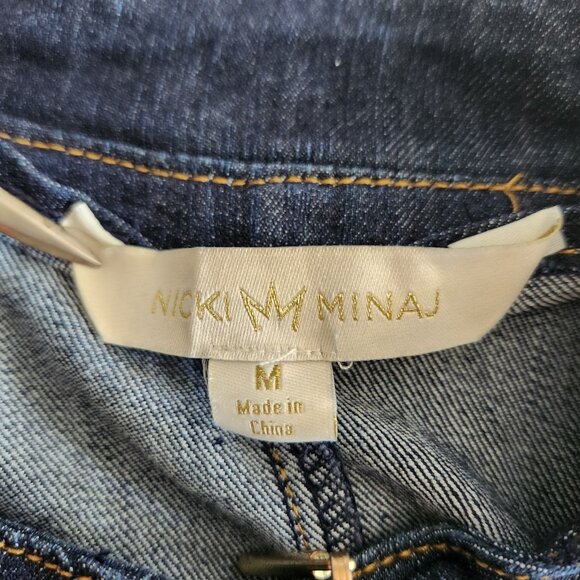 Nicki Minaj Denim Jean Jacket Fitted‎ Blue Zippered Womens Size Medium - Picture 9 of 14